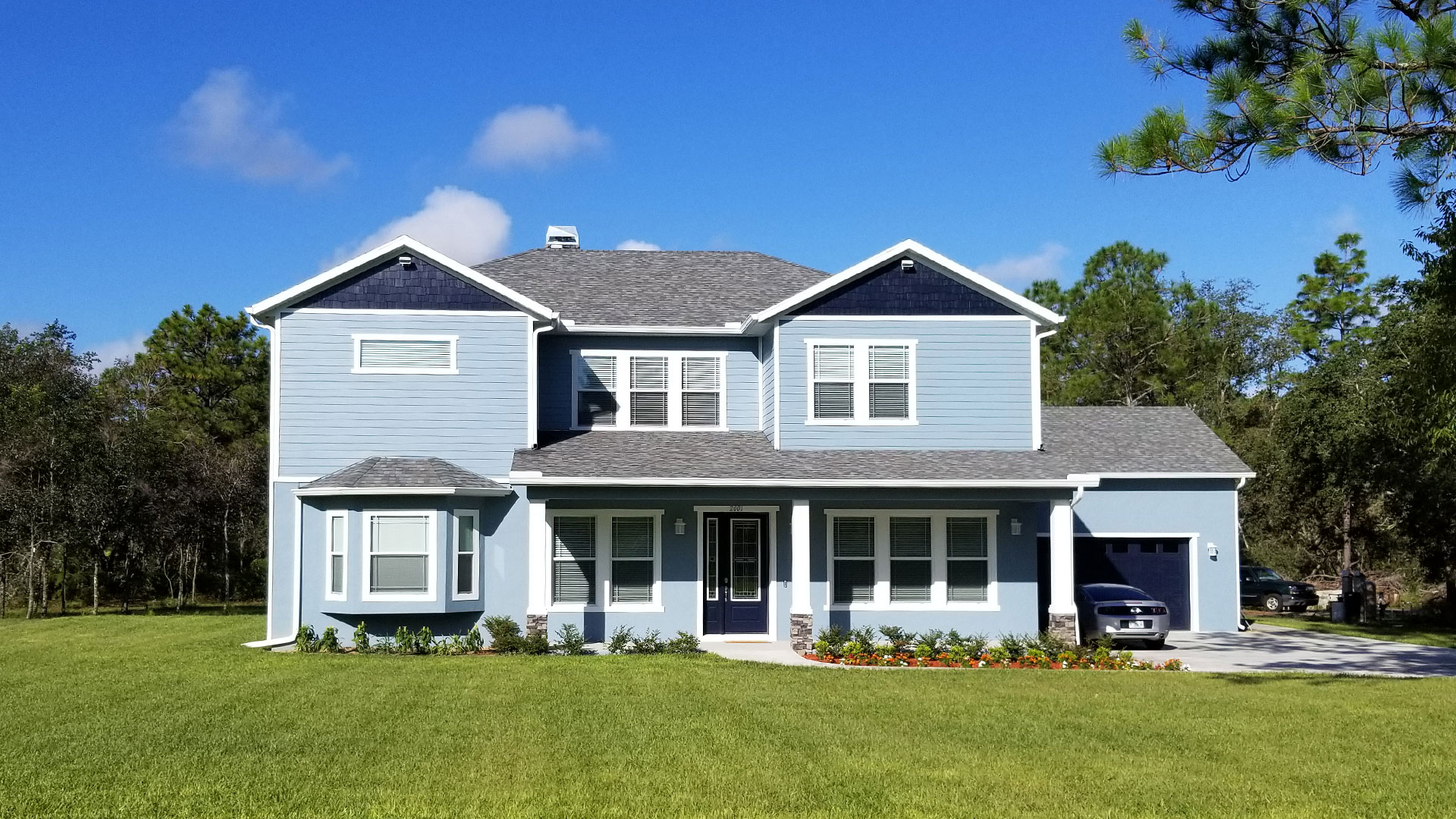 Front view of The Scrub Oak custom home
